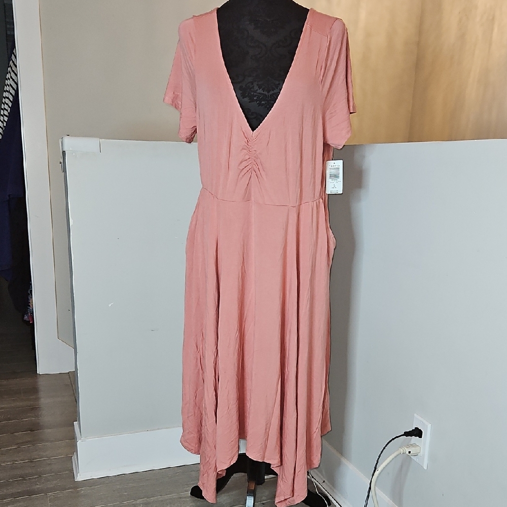 Torrid Soft Pink Midi Dress with V-Neck